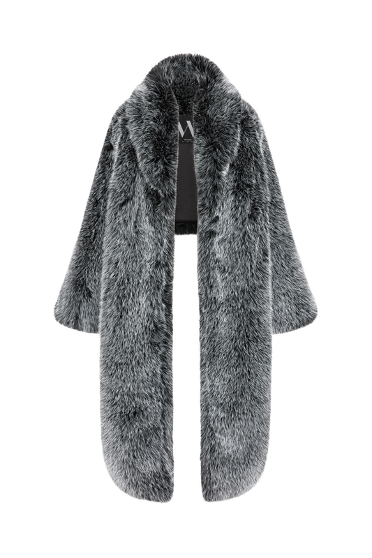 CROPPED FAUX MINK JACKET - PEPPER