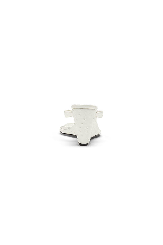 Sandal Wedge White Ostrich