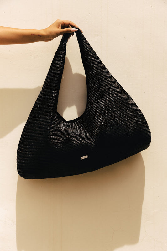 Largo Beach Tote Black Raffia