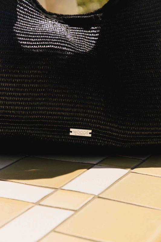 Largo Beach Tote Black Raffia
