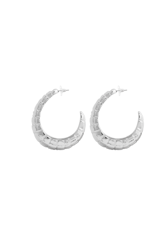 LARGE HOOP SILVER CROCO