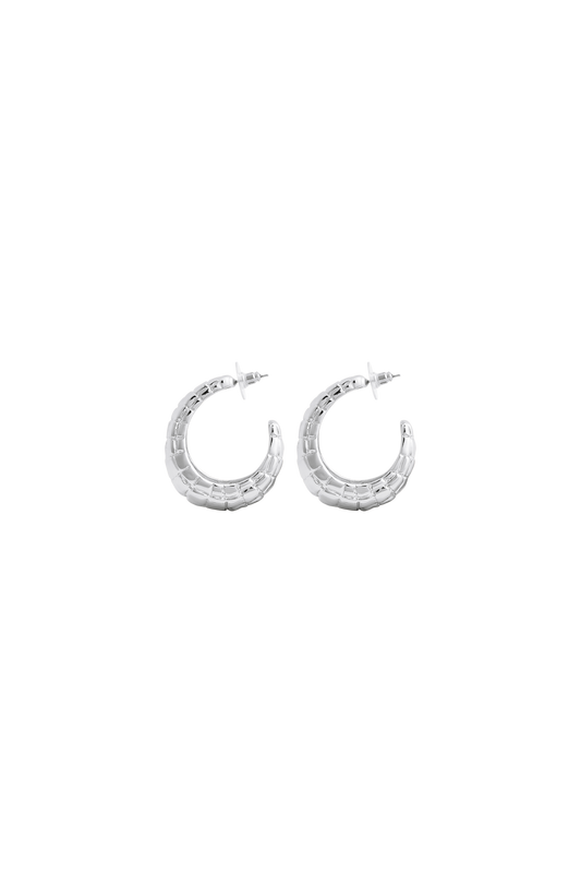 SMALL HOOP SILVER CROCO