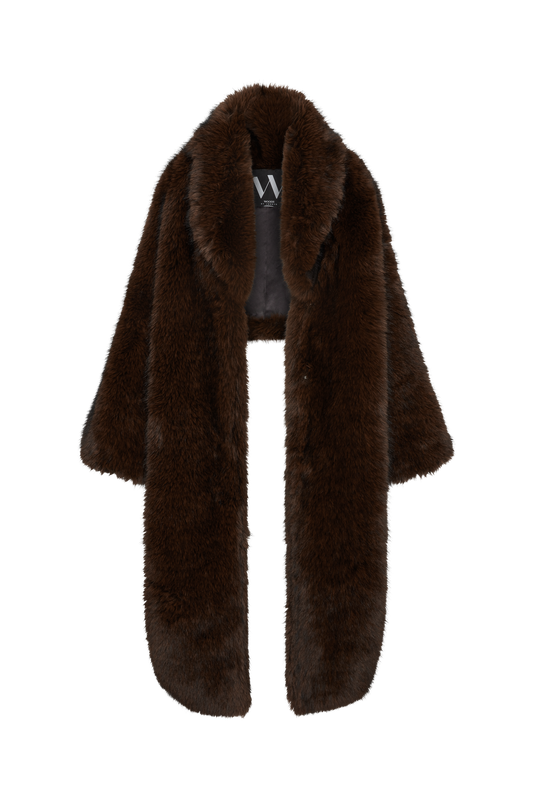CROPPED FAUX MINK JACKET - BROWN SUGAR