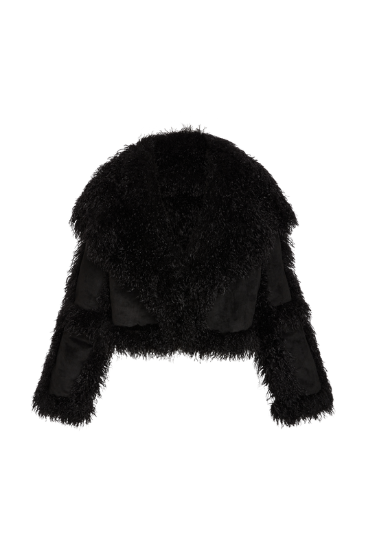 MONGOLIAN CROPPED FAUX FUR JACKET  - MIDNIGHT