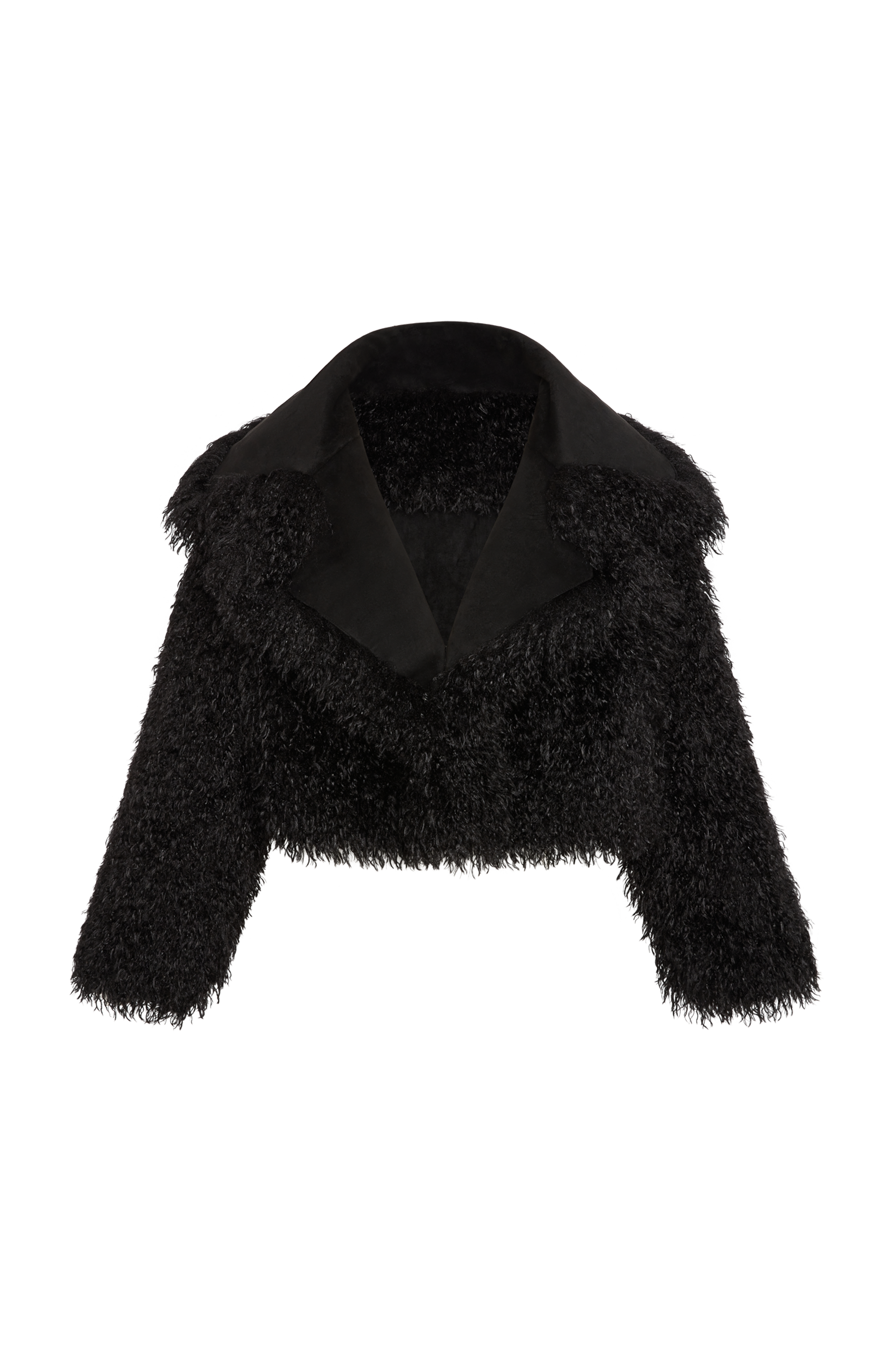 MONGOLIAN CROPPED FAUX FUR JACKET