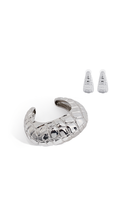 SILVER CROCO SET