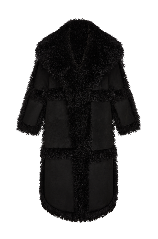 MONGOLIAN FAUX FUR JACKET  - MIDNIGHT