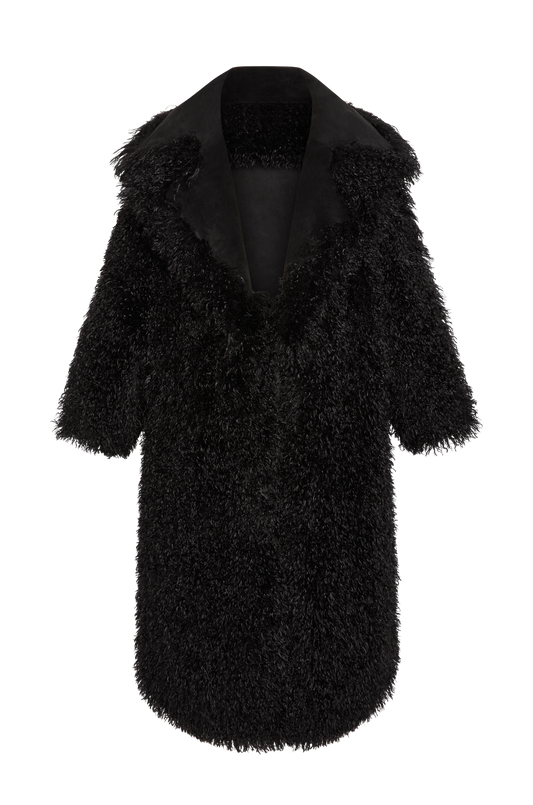 MONGOLIAN FAUX FUR JACKET  - MIDNIGHT
