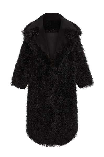 Mongolian Faux Fur Jacket Midnight – Woods by Jordyn