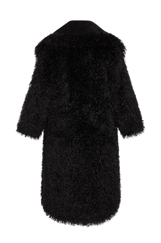 MONGOLIAN FAUX FUR JACKET  - MIDNIGHT
